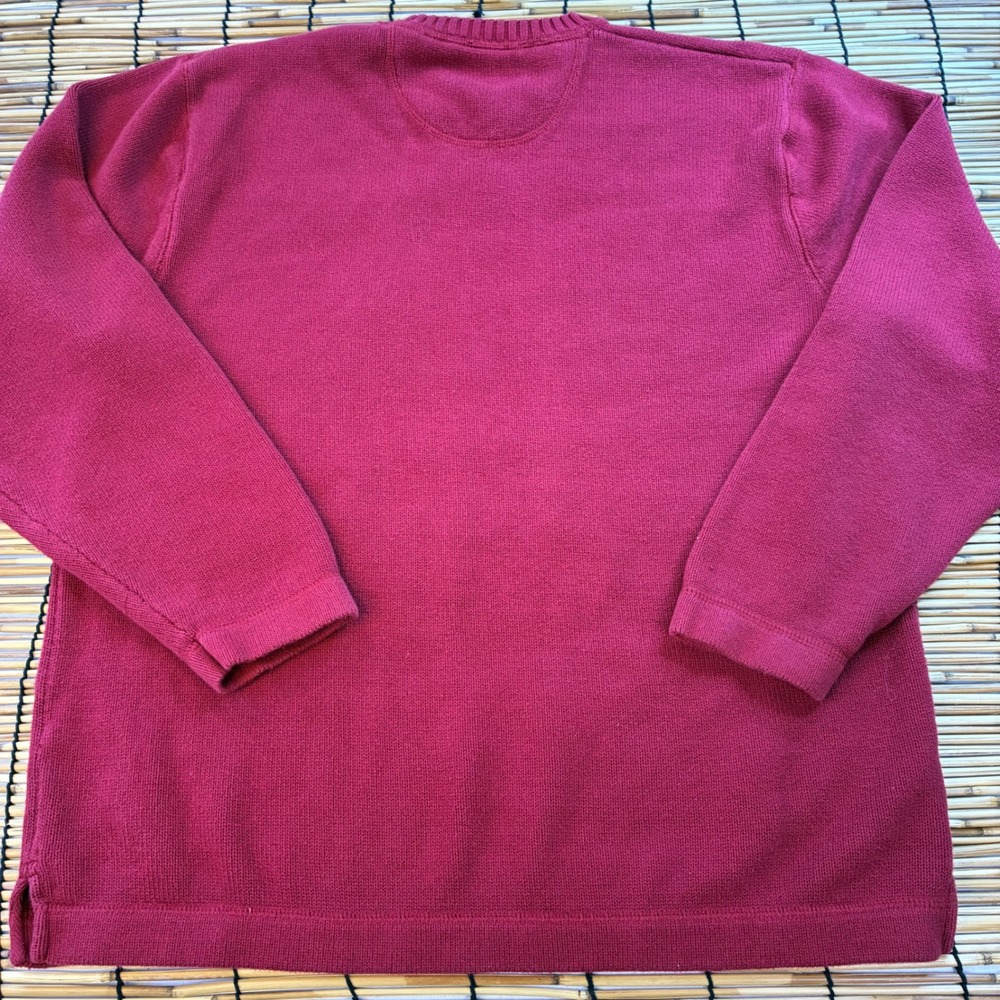 Eddie Bauer Mens Large Tall Red Cotton Crew Neck Sweater Outdoor Outfitter L T - Picture 2 of 9